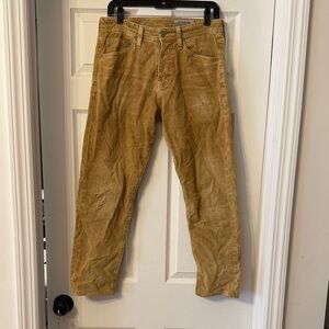 Men's Distressed Corduroy Pants in Tan